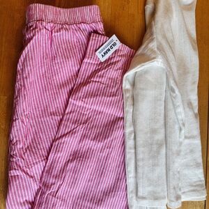bnwt old navy wide leg poplin pink stripe pajama pants